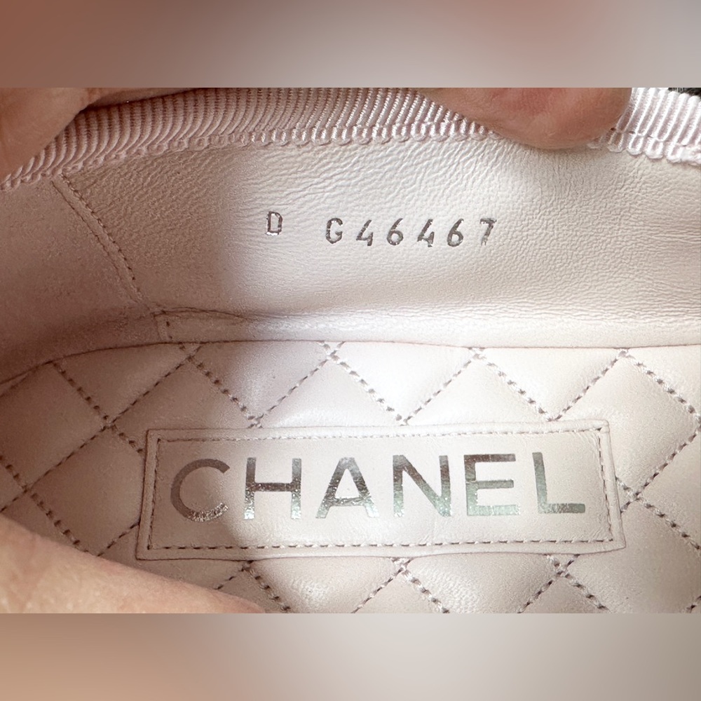 NEW CHANEL CC LOGO LIGHT PINK LEATHER MARYJANE BALLET FLATS SILVER BUCKLE 39 - Picture 5 of 16